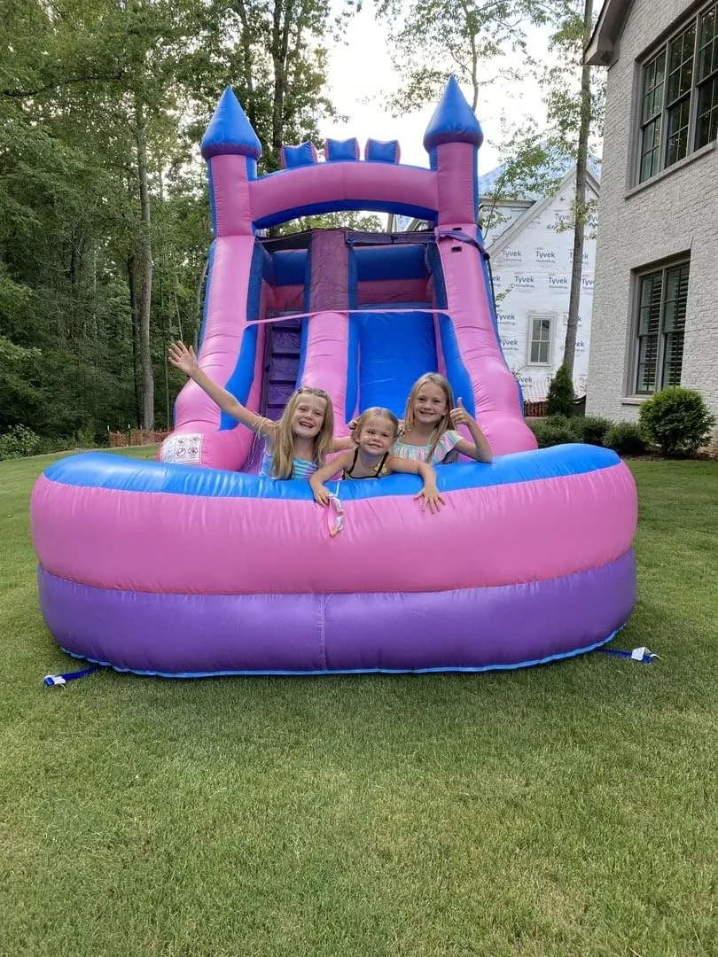Inflatable Water Slides for Kids (Without Blower) - 21' x 9' x 12' Foot Backyard Inflatable Water Slides with Splash Pool - Pink Princess