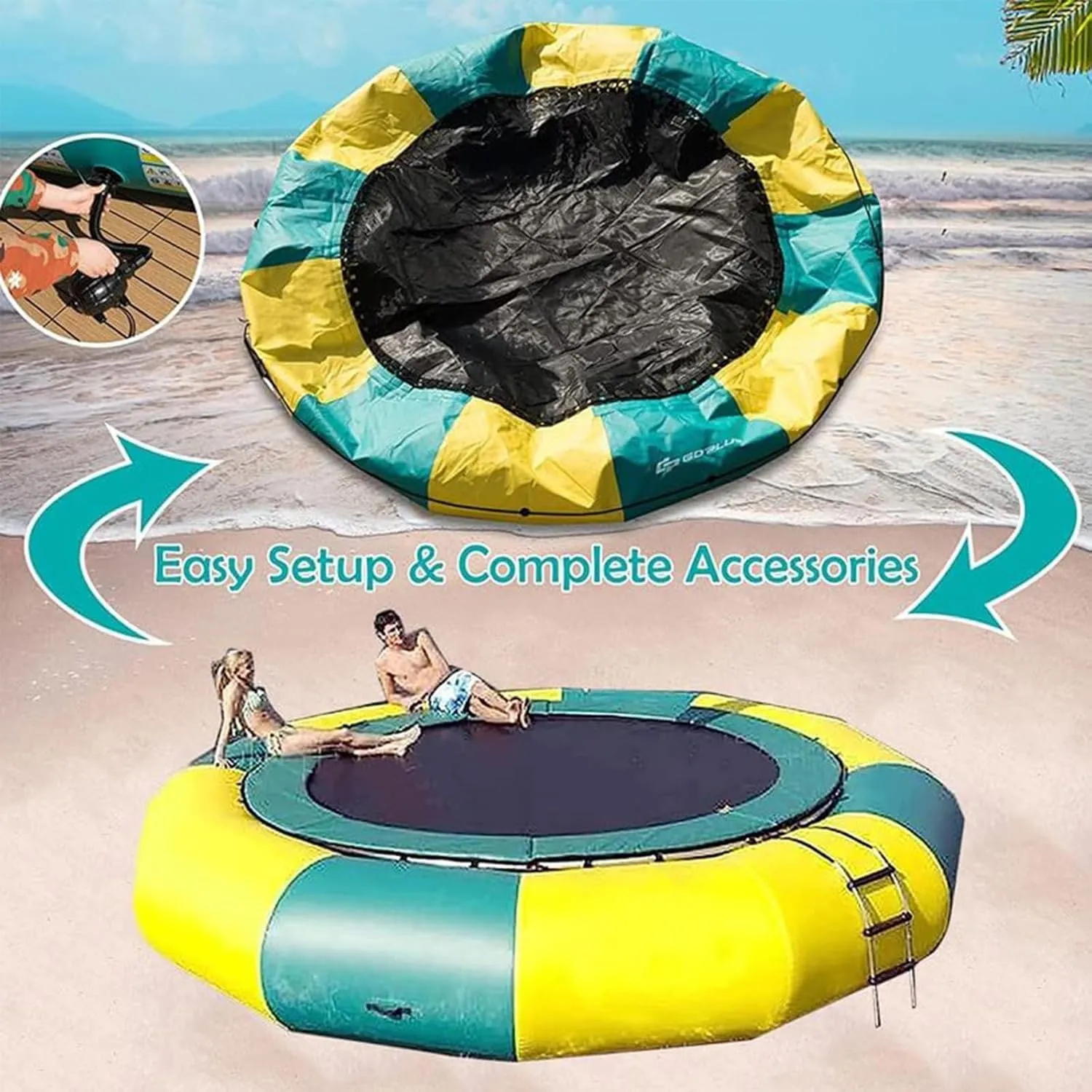 Inflatable Water Toy Inflatable Water Trampoline, Trampoline Children Adult Water Toy Park, Lake Trampoline,13FT/4M