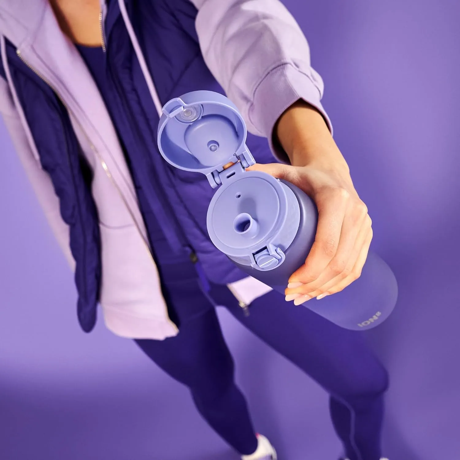 Ion8 1 Litre Water Bottle, Leak Proof, Flip Lid, Carry Handle, Rapid Liquid Flow, Dishwasher Safe, BPA Free, Soft Touch Contoured Grip, Ideal for Sports and Gym, Carbon Neutral Recyclon