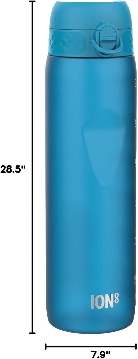 Ion8 1 Litre Water Bottle, Leak Proof, Flip Lid, Carry Handle, Rapid Liquid Flow, Dishwasher Safe, BPA Free, Soft Touch Contoured Grip, Ideal for Sports and Gym, Carbon Neutral Recyclon