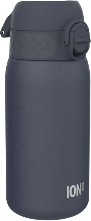 ION8 Kids Water Bottle, Steel 400 ml/13 oz, Leak Proof, Easy to Open, Secure Lock, Dishwasher Safe, Hygienic Flip Cover, Carry Handle, Easy Clean, Durable, Scratch Resistant, Carbon Neutral, Navy Blue