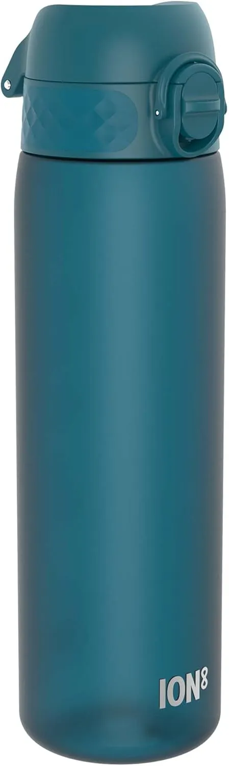 Ion8 Water Bottle, 500 ml/18 oz, Leak Proof, Easy to Open, Secure Lock, Dishwasher Safe, BPA Free, Hygienic Flip Cover, Carry Handle, Fits Cup Holders, Easy Clean, Odor Free, Carbon Neutral