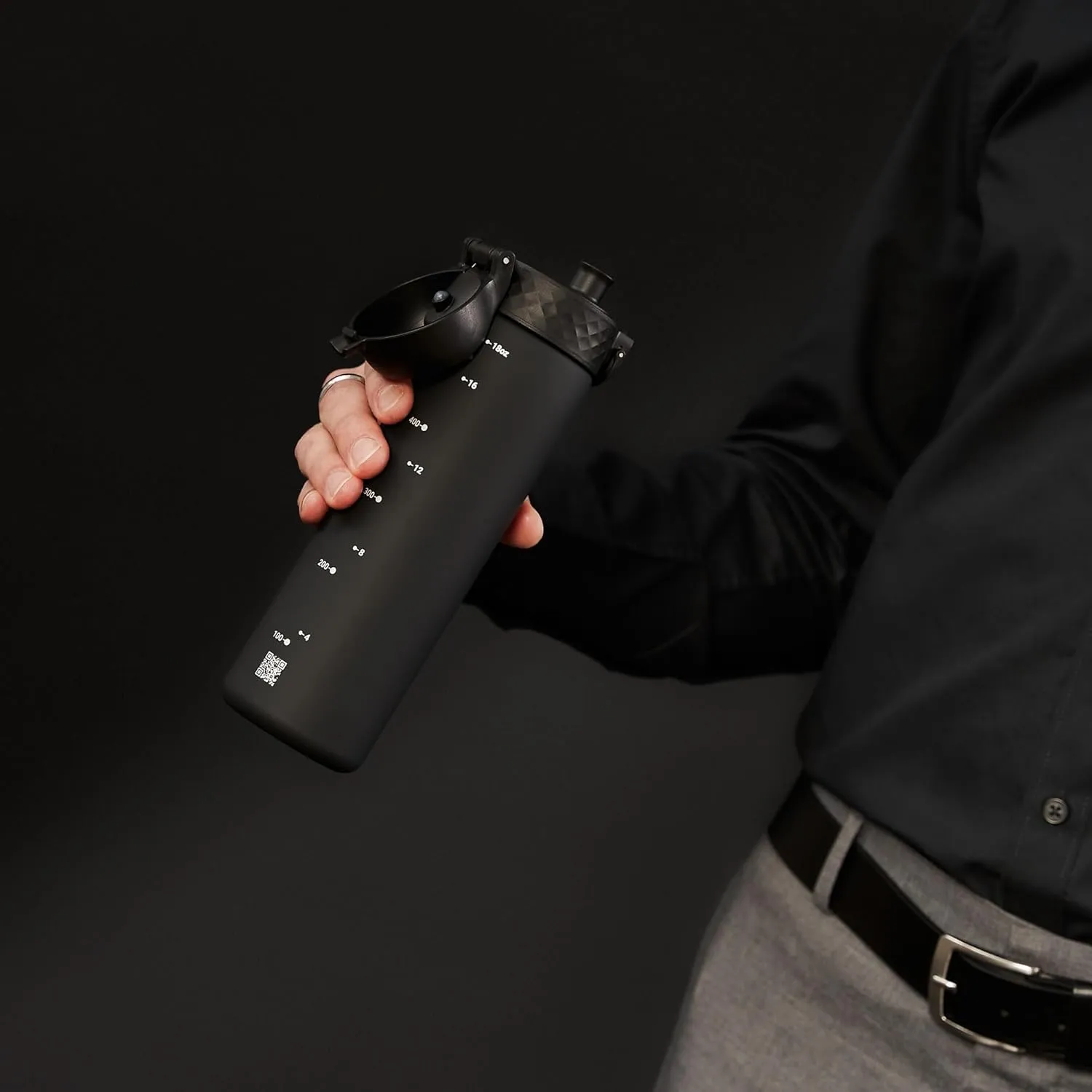 Ion8 Water Bottle, 500 ml/18 oz, Leak Proof, Easy to Open, Secure Lock, Dishwasher Safe, BPA Free, Hygienic Flip Cover, Carry Handle, Fits Cup Holders, Easy Clean, Odor Free, Carbon Neutral