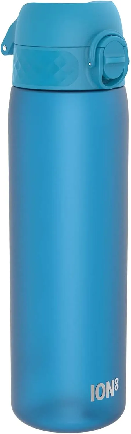 Ion8 Water Bottle, 500 ml/18 oz, Leak Proof, Easy to Open, Secure Lock, Dishwasher Safe, BPA Free, Hygienic Flip Cover, Carry Handle, Fits Cup Holders, Easy Clean, Odor Free, Carbon Neutral