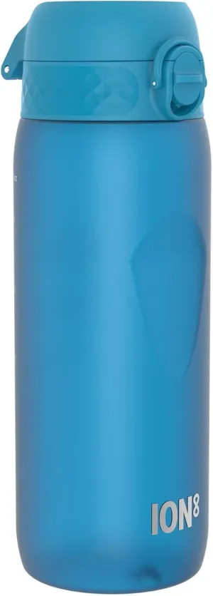 Ion8 Water Bottle, 750 ml/24 oz, Leak Proof, Easy to Open, Secure Lock, Dishwasher Safe, BPA Free, Flip Cover, Carry Handle, Soft Touch Contoured Grip, Easy Clean, Odor Free, Carbon Neutral, Blue