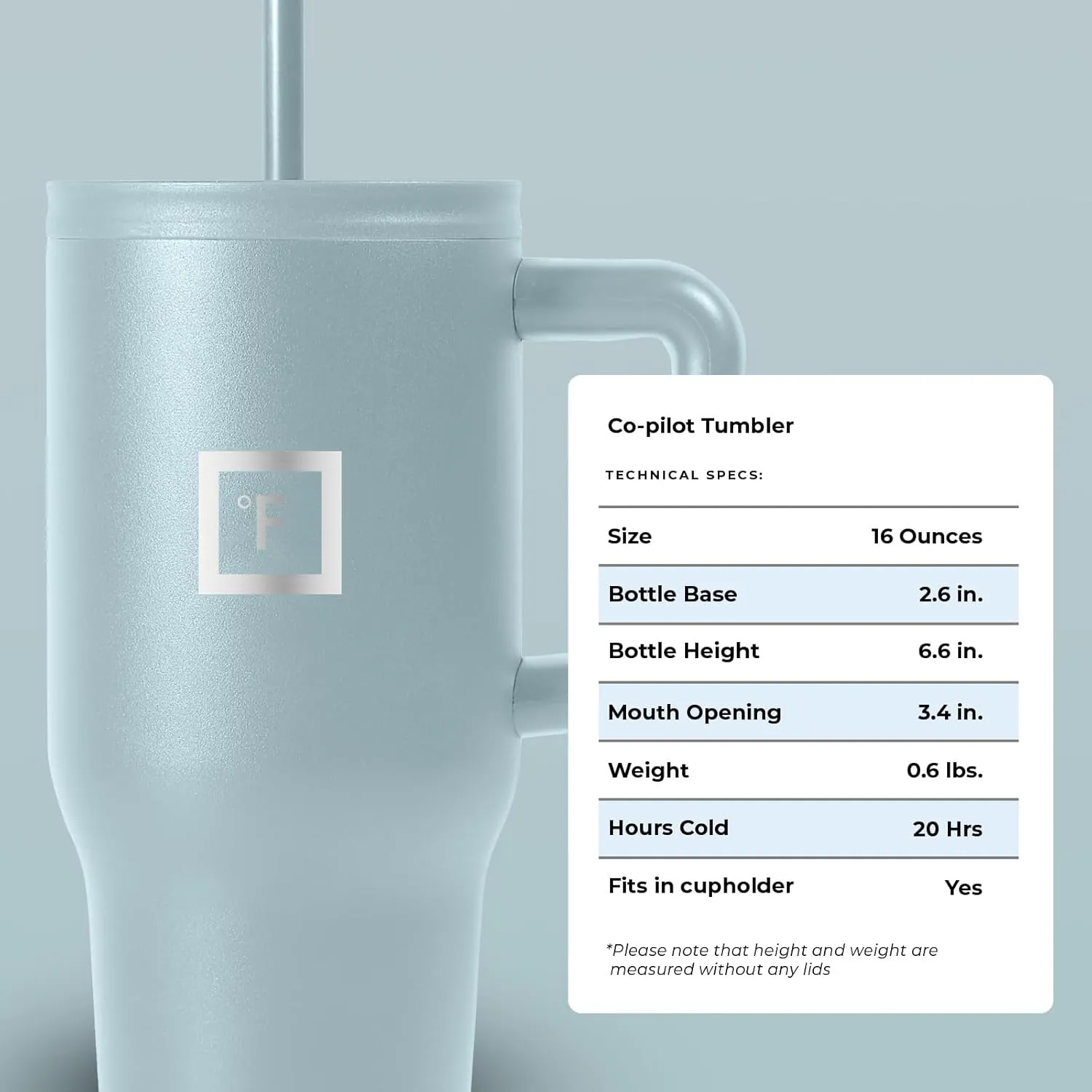IRON °FLASK Co-Pilot Insulated Mug w/Straw & Flip Cap Lids - Cup Holder Bottle for Hot, Cold Drink - Leak-Proof - Water, Coffee Portable Travel Mug - Elemental Gray, 16 Oz