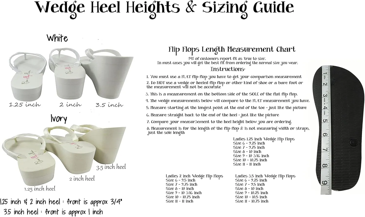 Ivory White Wedge Flip Flops Wedding Bridal Wedge Bride Platform Heel Flower Satin Shoes Sandals Beach