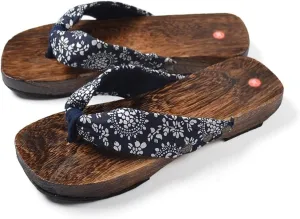 Japanese Geta Wooden Clogs Sandals Japan Traditional Shoes Geta Wood Flip Flops,Womens Japanese Style Wood Clog Flip Flops Shoes Anti-Skid Floral Mules Slippers Wooden Geta ( Color : Black , Size : EU