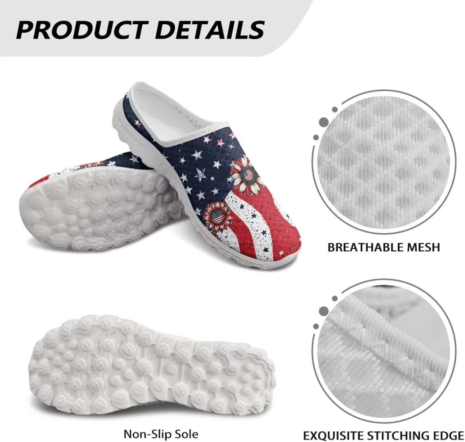 Jeiento Women Lightweight Slip On Mules Shoes Comfortable Anti Slip Loafers Open Back Breathable Slippers