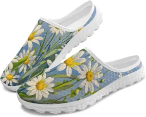 Jeiento Womens Slip On Walking Shoes Breathable Flat Mules Shoe with Arch Support Lightweight Comfort Open Back Casual Sneakers