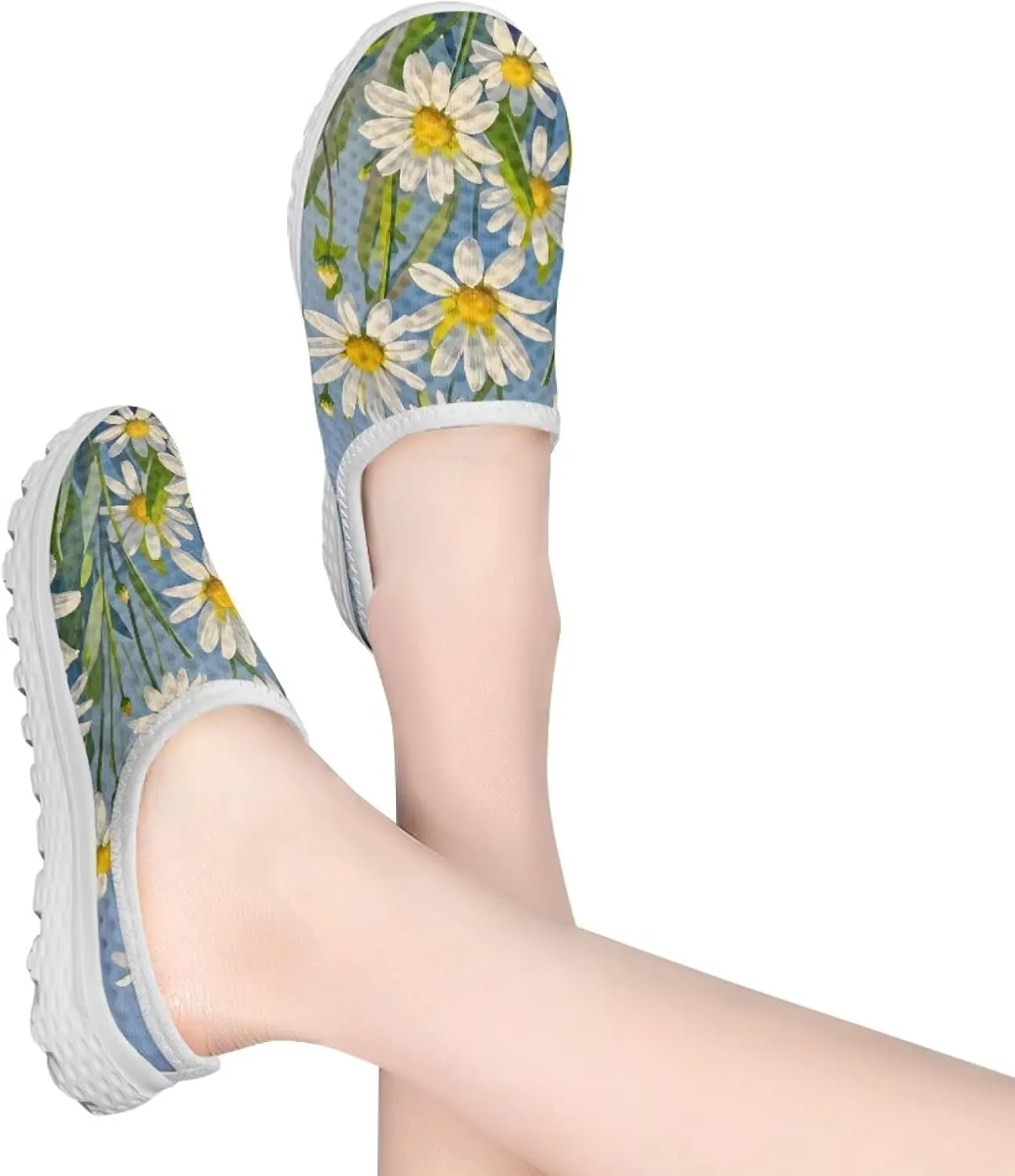 Jeiento Womens Slip On Walking Shoes Breathable Flat Mules Shoe with Arch Support Lightweight Comfort Open Back Casual Sneakers