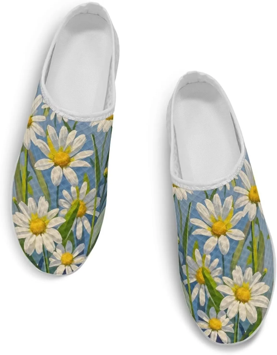 Jeiento Womens Slip On Walking Shoes Breathable Flat Mules Shoe with Arch Support Lightweight Comfort Open Back Casual Sneakers