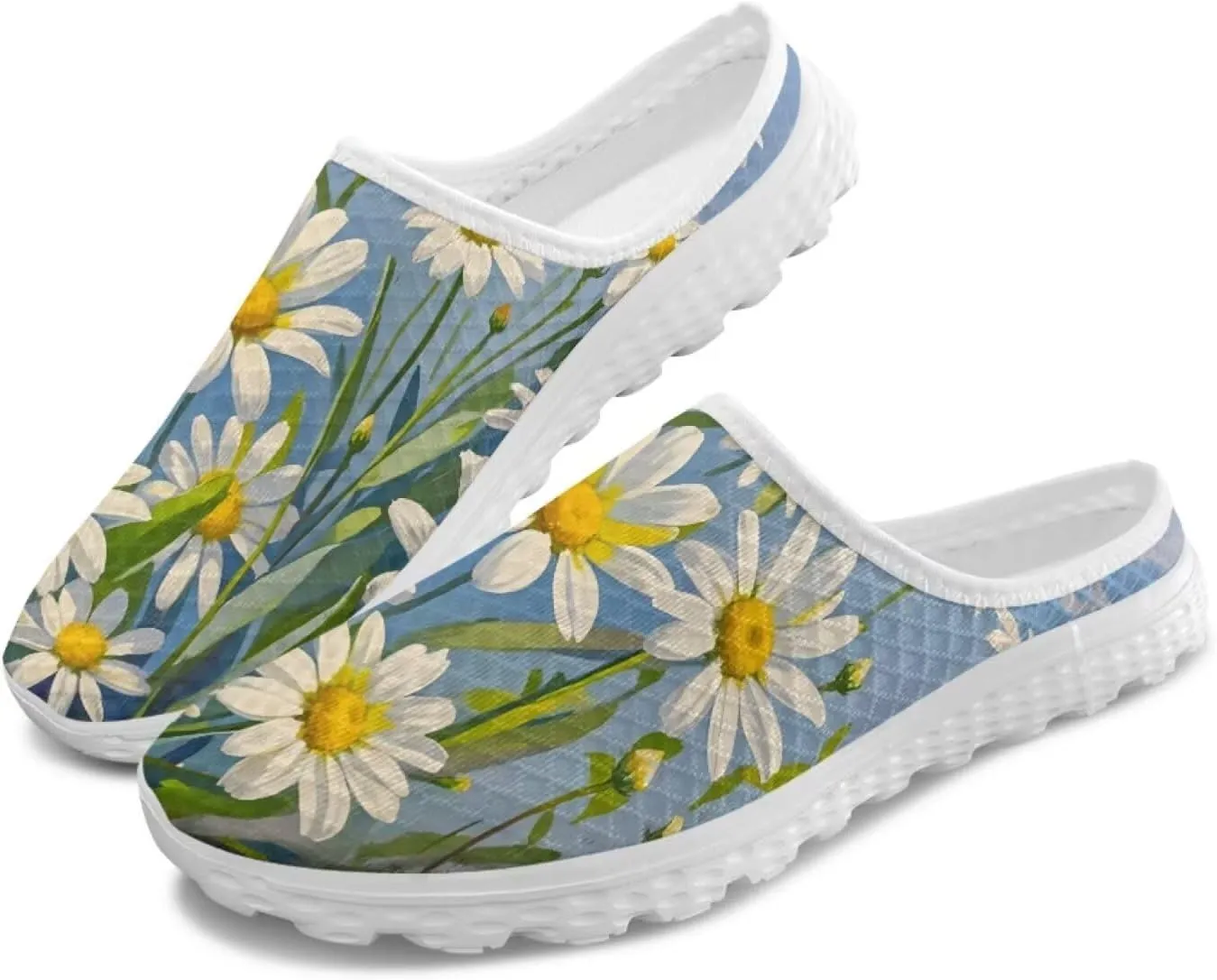 Jeiento Womens Slip On Walking Shoes Breathable Flat Mules Shoe with Arch Support Lightweight Comfort Open Back Casual Sneakers