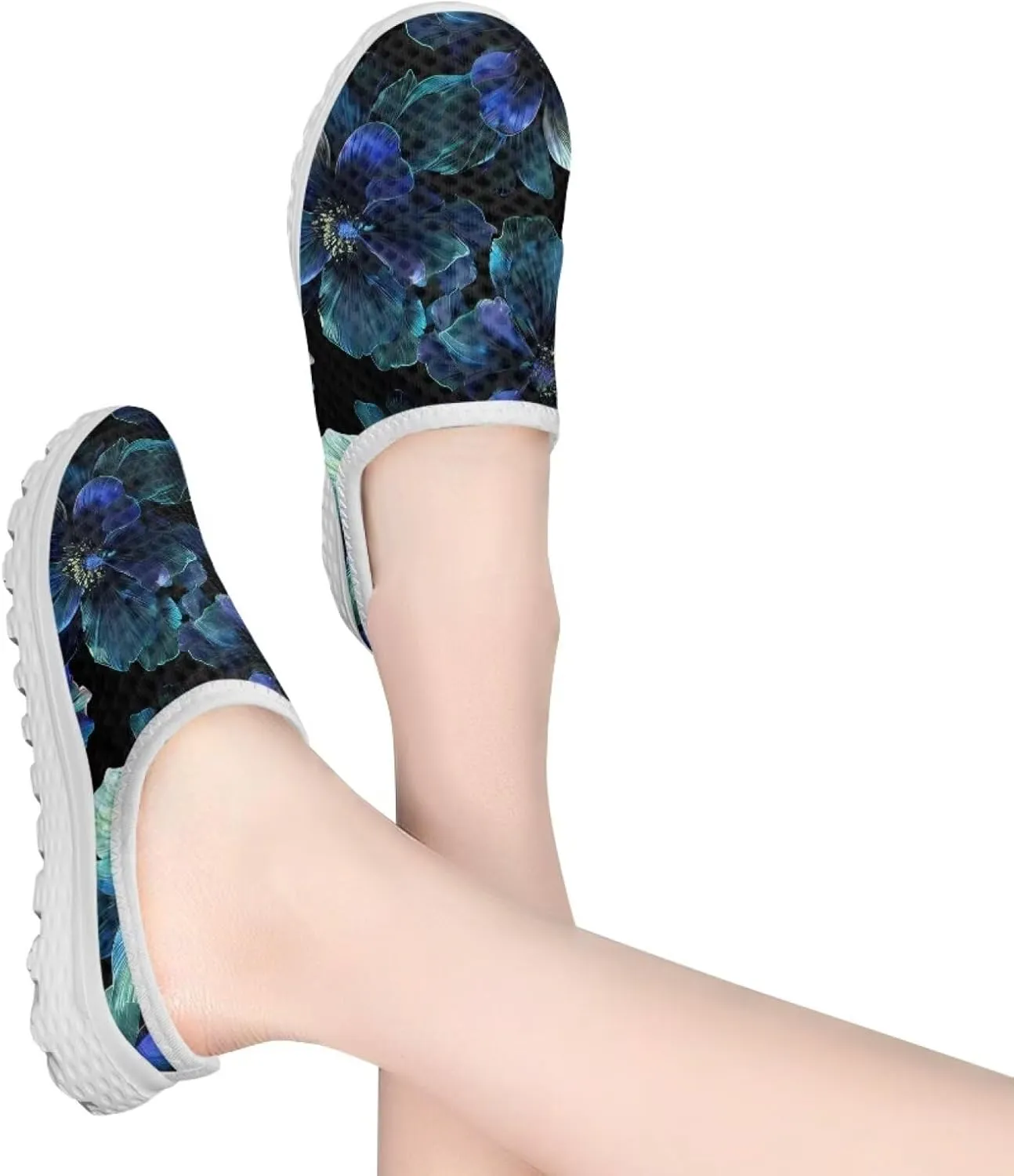 Jeiento Womens Slip On Walking Shoes Breathable Flat Mules Shoe with Arch Support Lightweight Comfort Open Back Casual Sneakers