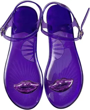 Jelly Sandals for Women Ladies Summer Rhinestone Crystal Jelly Toe Beach Flat Transparent Sandals Thong Strap Sandal, Flip-Flop Boat Slide