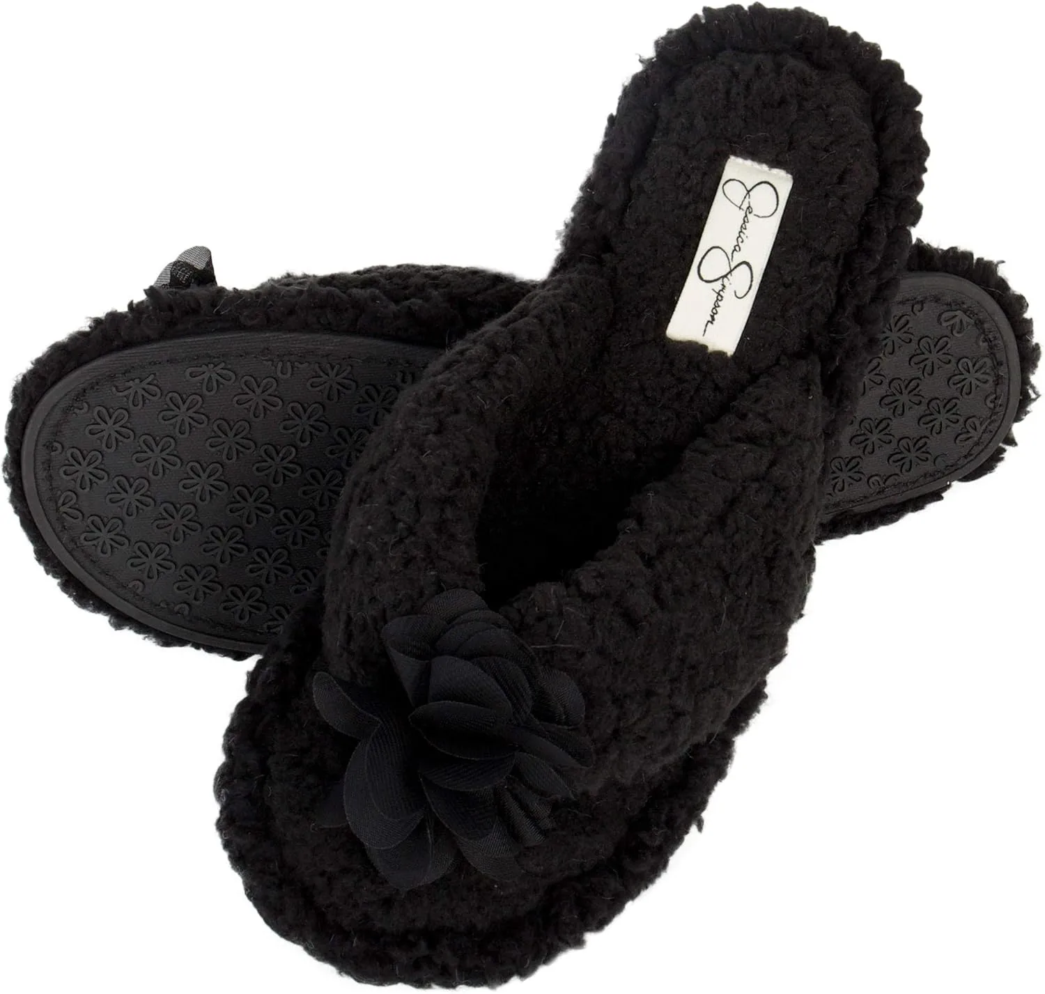 Jessica Simpson Women's Plush Marshmallow Slide-On Sandal House Slippers with Memory Foam