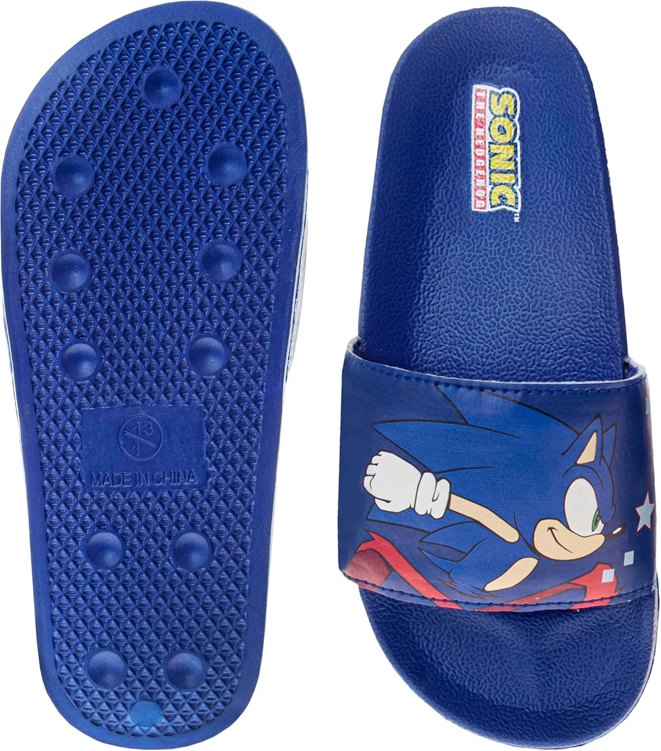 Josmo Kids Sonic The Hedgehog Slide Open Toe - Boys Sonic and Knuckles Sandal SlipOn Slides (sizes: 5-10 toddler / 11-12 little kid)