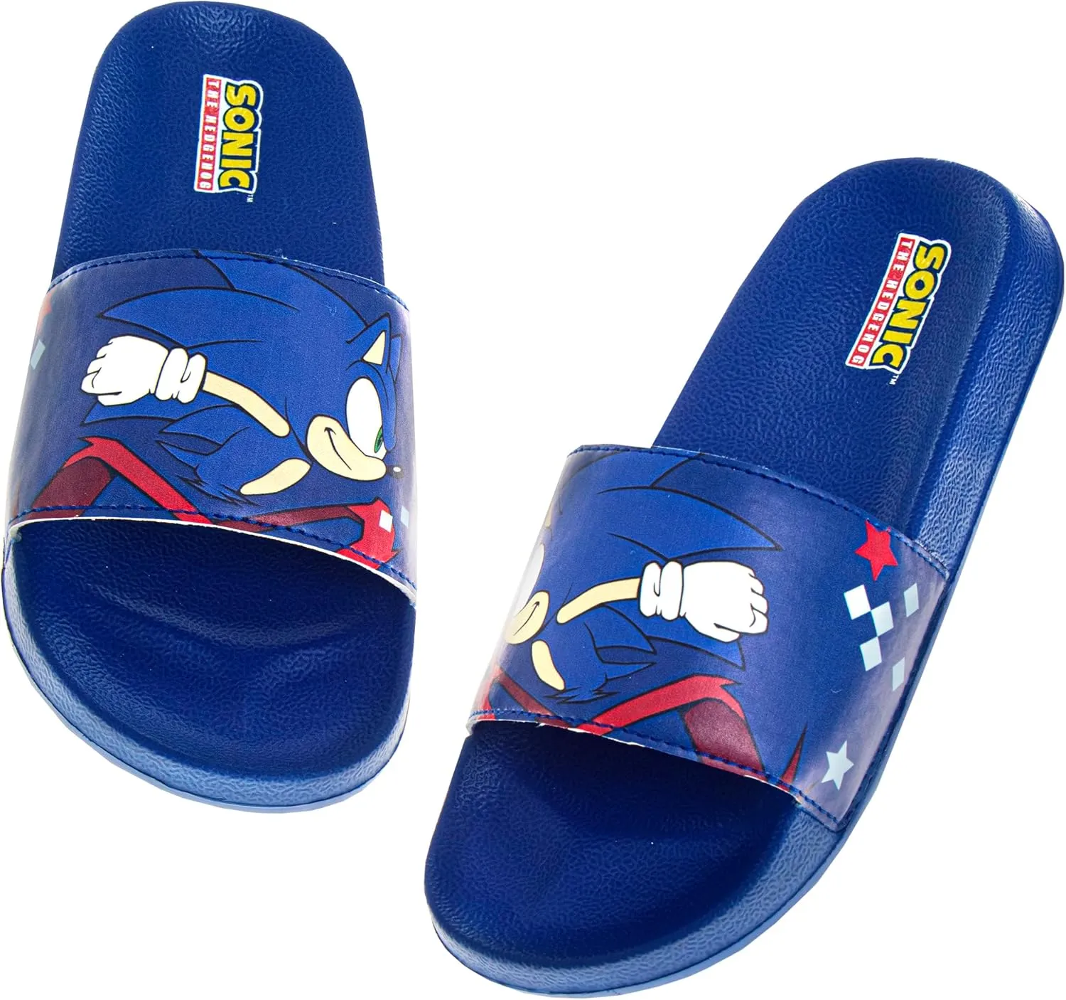 Josmo Kids Sonic The Hedgehog Slide Open Toe - Boys Sonic and Knuckles Sandal SlipOn Slides (sizes: 5-10 toddler / 11-12 little kid)