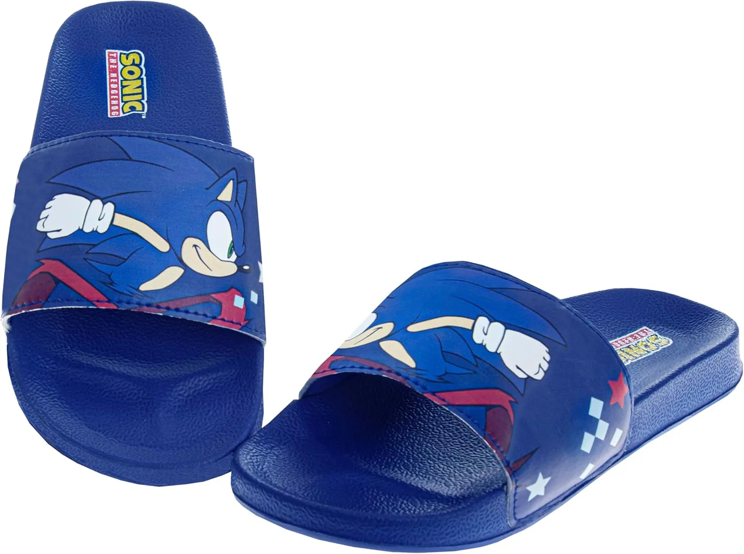 Josmo Kids Sonic The Hedgehog Slide Open Toe - Boys Sonic and Knuckles Sandal SlipOn Slides (sizes: 5-10 toddler / 11-12 little kid)
