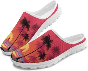 JoyLamoria Flower Pattern House Womens Shoes Mule Breathable Walking Mesh Clog Sneakers Casual