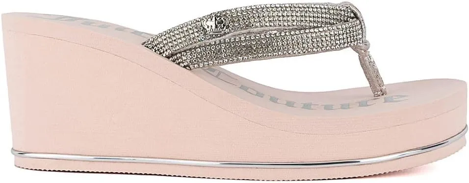 JUICY COUTURE Wedge Platform Flip Flop: High-Fashion, Soft Beach Sandal, Thong-Style Slide