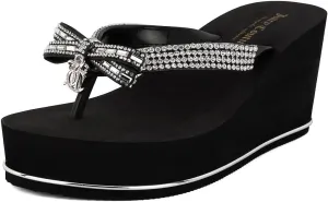 JUICY COUTURE Wedge Platform Flip Flop: High-Fashion, Soft Beach Sandal, Thong-Style Slide