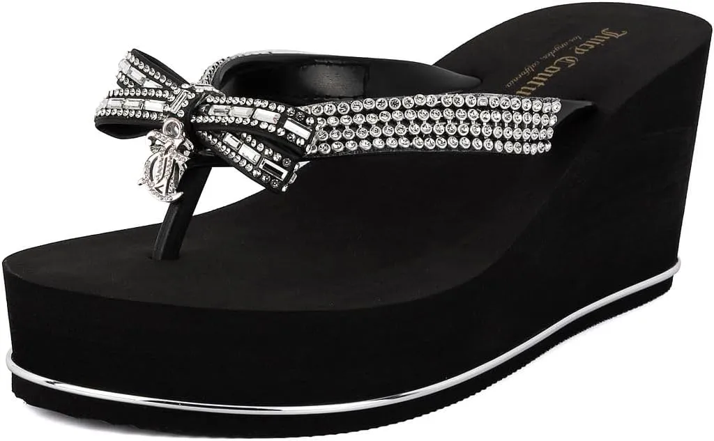 JUICY COUTURE Wedge Platform Flip Flop: High-Fashion, Soft Beach Sandal, Thong-Style Slide