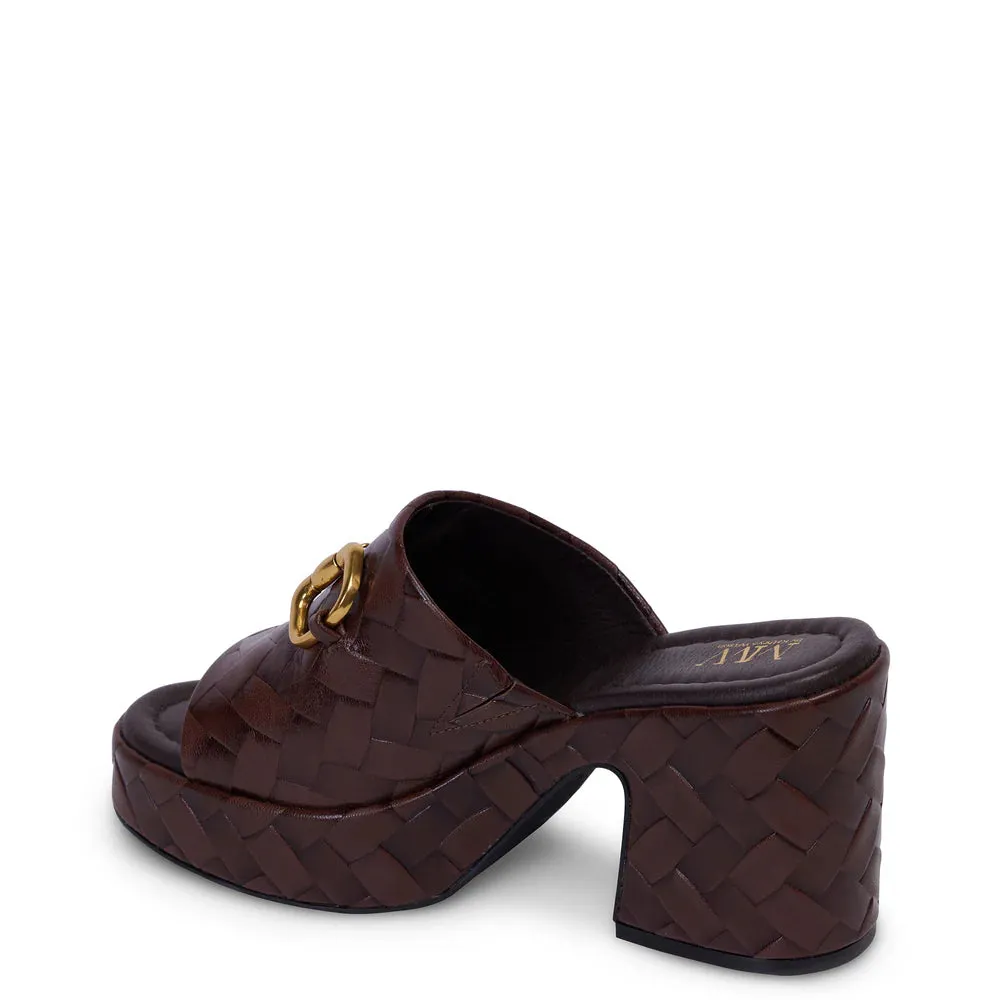 KATHRYN WILSON CARLY MULE CHOCOLATE WOVEN CALF