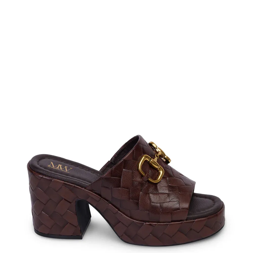 KATHRYN WILSON CARLY MULE CHOCOLATE WOVEN CALF