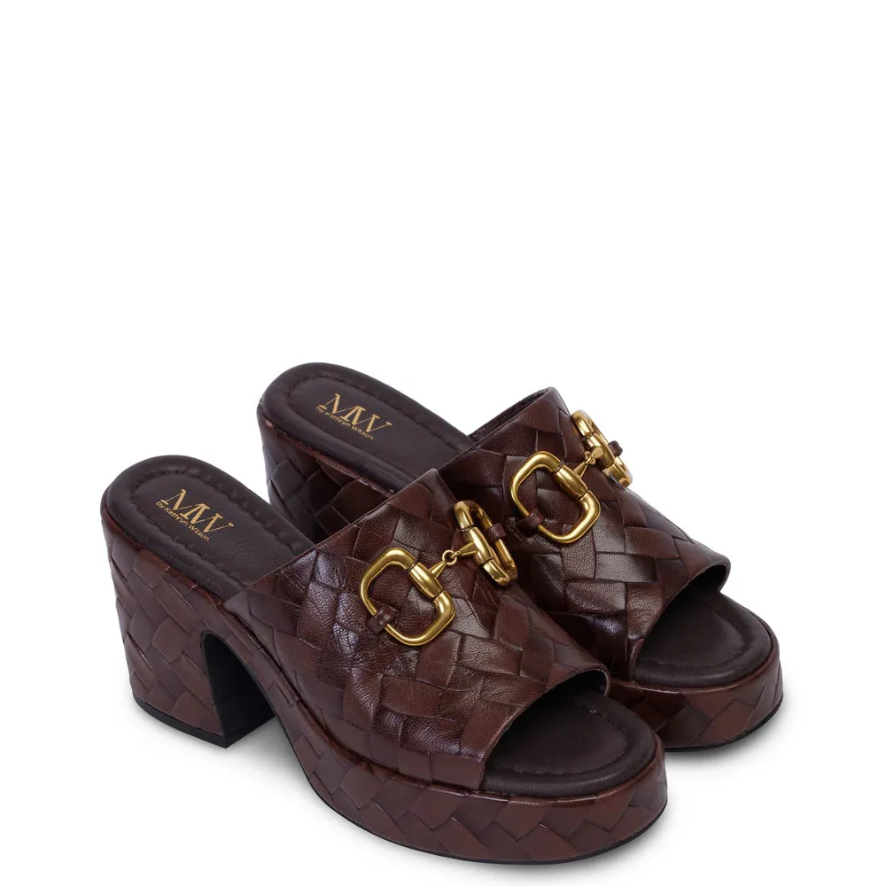 KATHRYN WILSON CARLY MULE CHOCOLATE WOVEN CALF