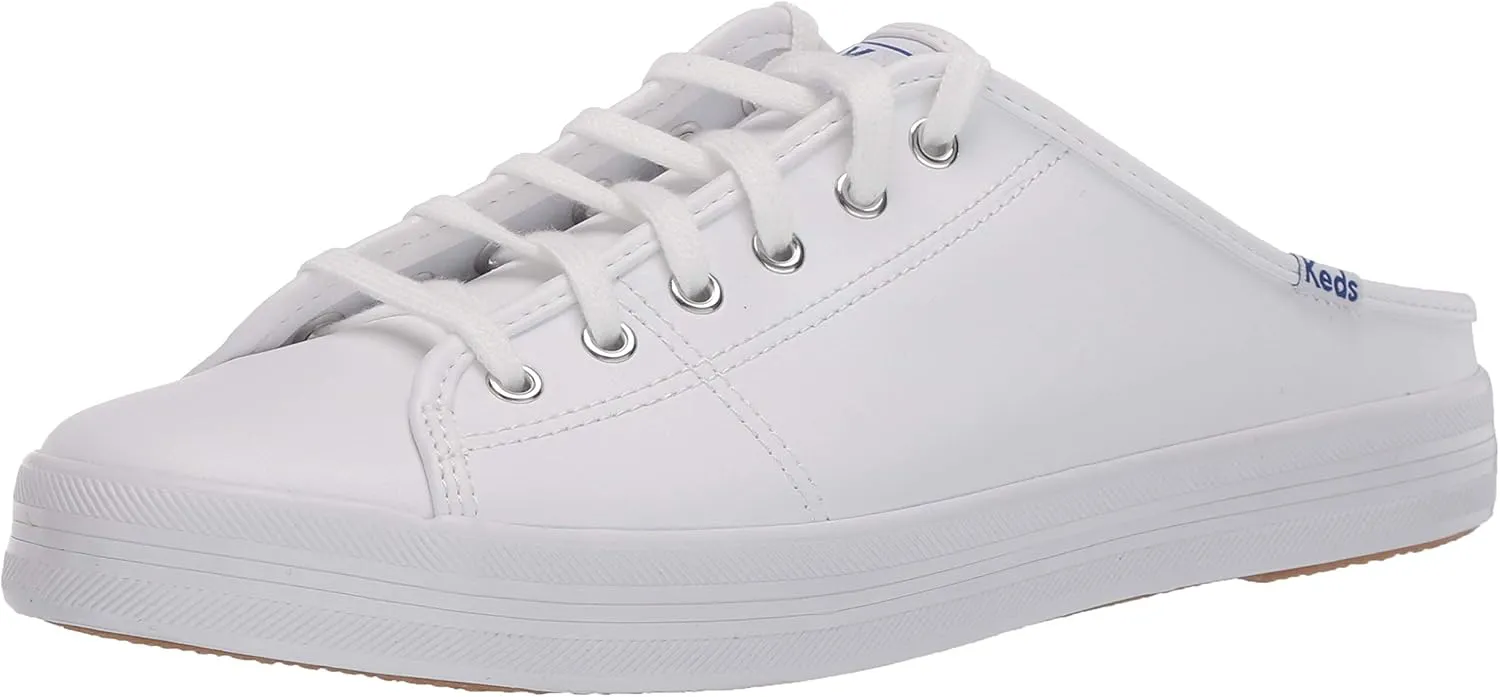 Keds Women's Kickstart Mule CORE Leather Sneaker, White, 8 M US