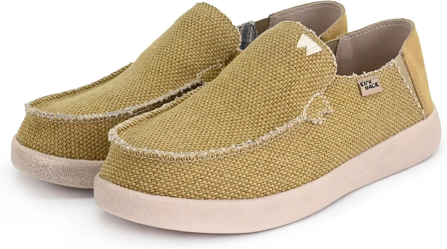 Kickback Barbeach Canvas Mens Slip On Loafers - Lightweight Canvas Slip in Shoes - with Leather Lined Memory Foam Insoles - Mens Casual Slip on Summer Shoes - Machine Washable