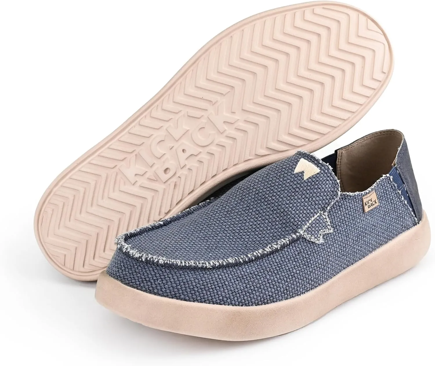 Kickback Barbeach Canvas Mens Slip On Loafers - Lightweight Canvas Slip in Shoes - with Leather Lined Memory Foam Insoles - Mens Casual Slip on Summer Shoes - Machine Washable