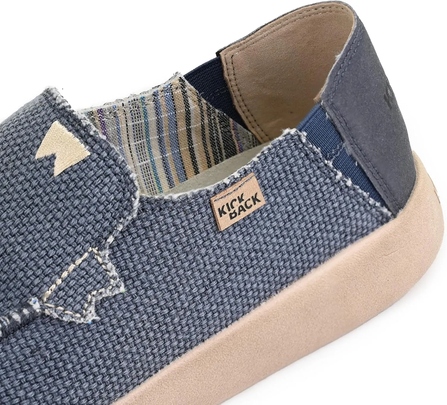 Kickback Barbeach Canvas Mens Slip On Loafers - Lightweight Canvas Slip in Shoes - with Leather Lined Memory Foam Insoles - Mens Casual Slip on Summer Shoes - Machine Washable