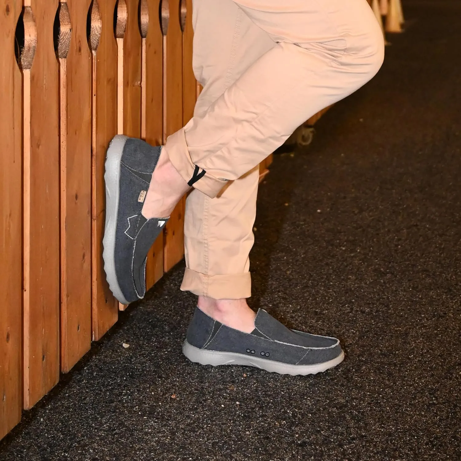 Kickback Couch 2.0 - Men's Grey Canvas Loafers - Lightweight Slip On Casual Shoes - All Day Comfort - Convertible Mule/Slider Design