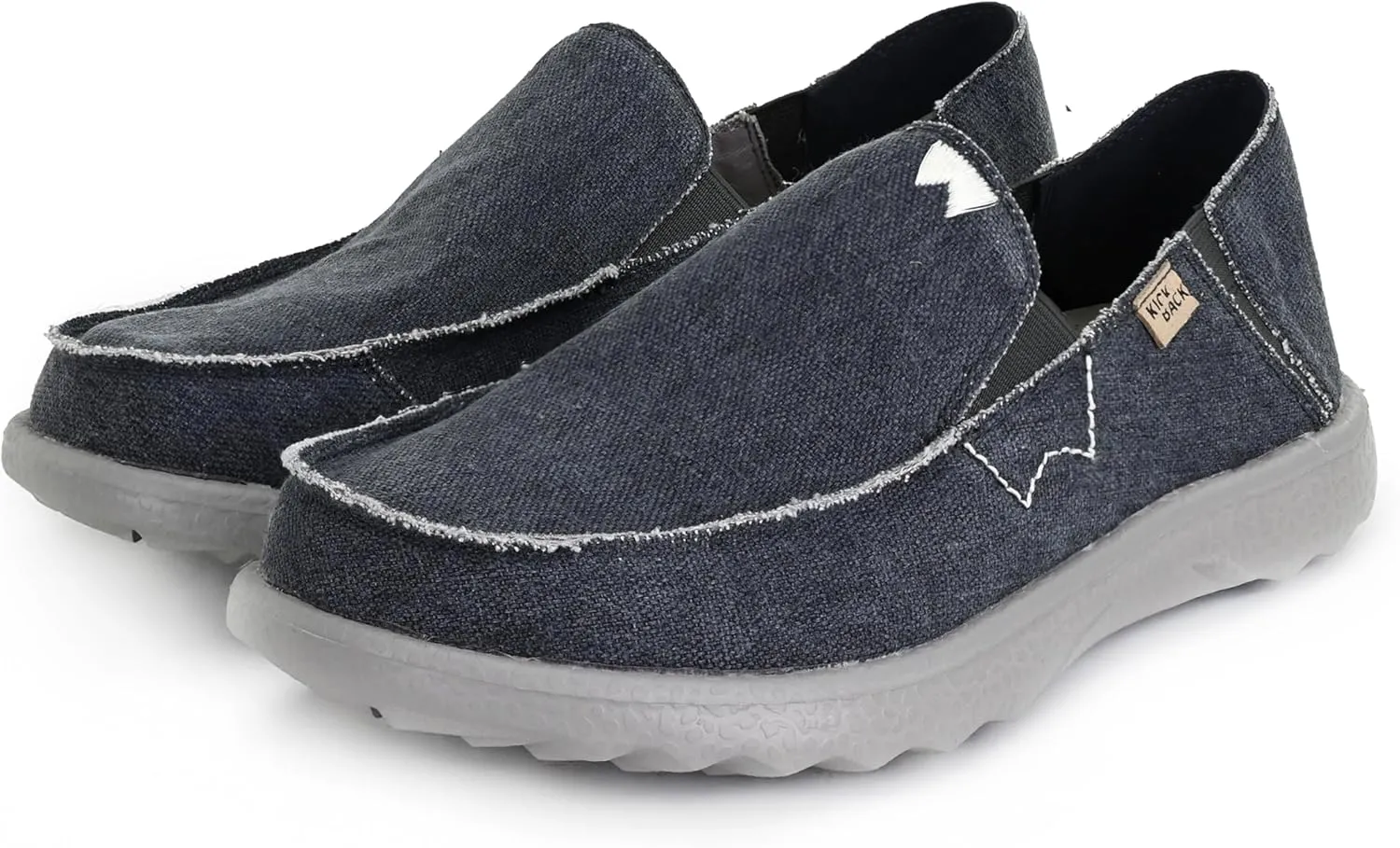 Kickback Couch 2.0 - Men's Grey Canvas Loafers - Lightweight Slip On Casual Shoes - All Day Comfort - Convertible Mule/Slider Design