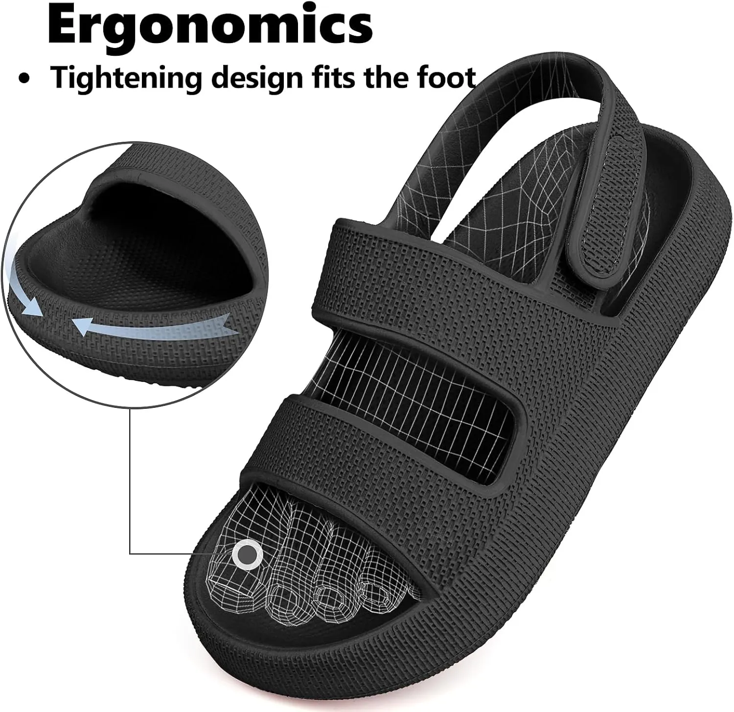 Kids Cloud Sandals丨Boys Girls Slide Sandals丨Unisex-Child EVA Thick Sole Water Sandals with Adjustable Backstrap丨Double Strap Summer Shoes
