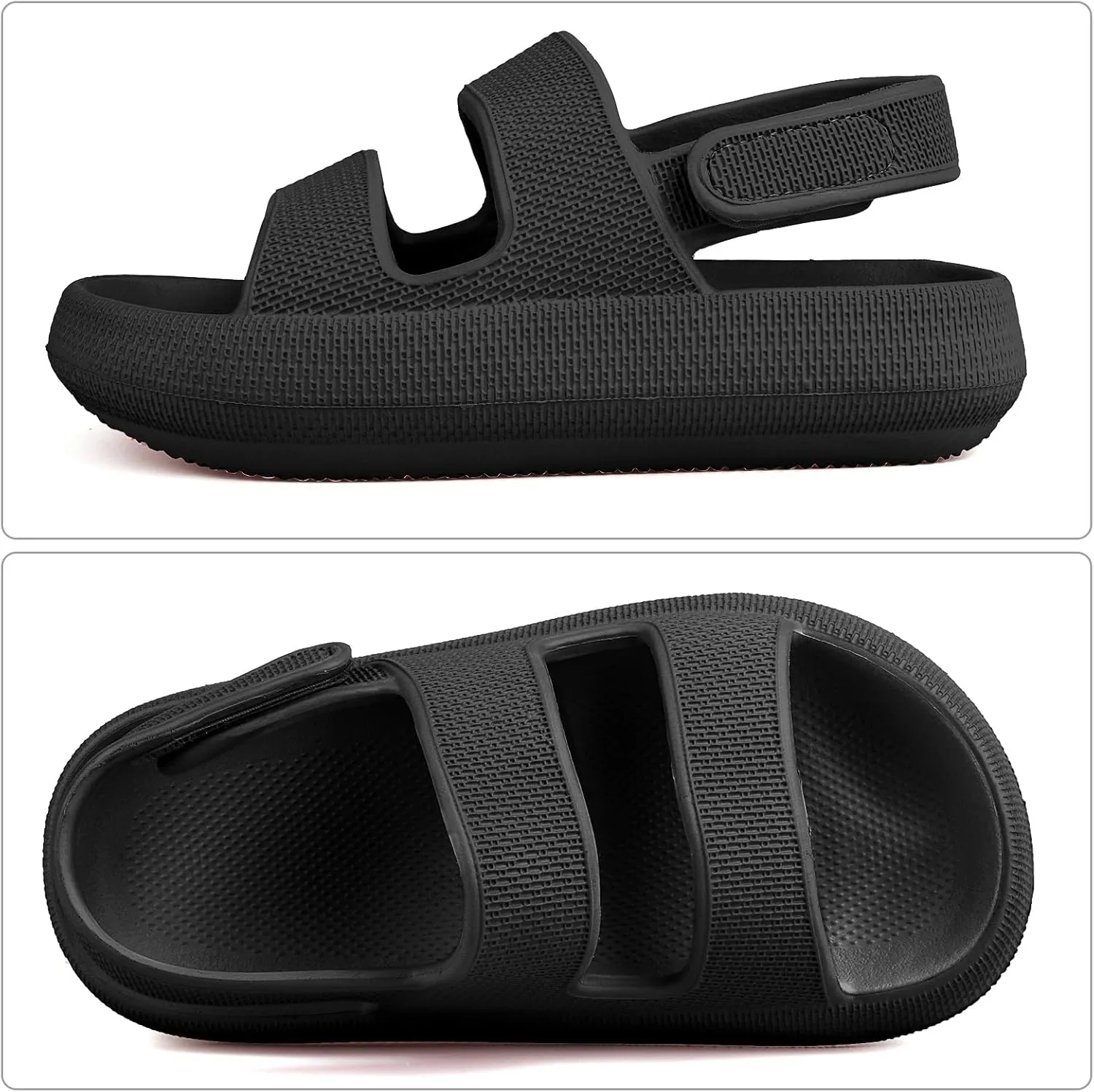 Kids Cloud Sandals丨Boys Girls Slide Sandals丨Unisex-Child EVA Thick Sole Water Sandals with Adjustable Backstrap丨Double Strap Summer Shoes