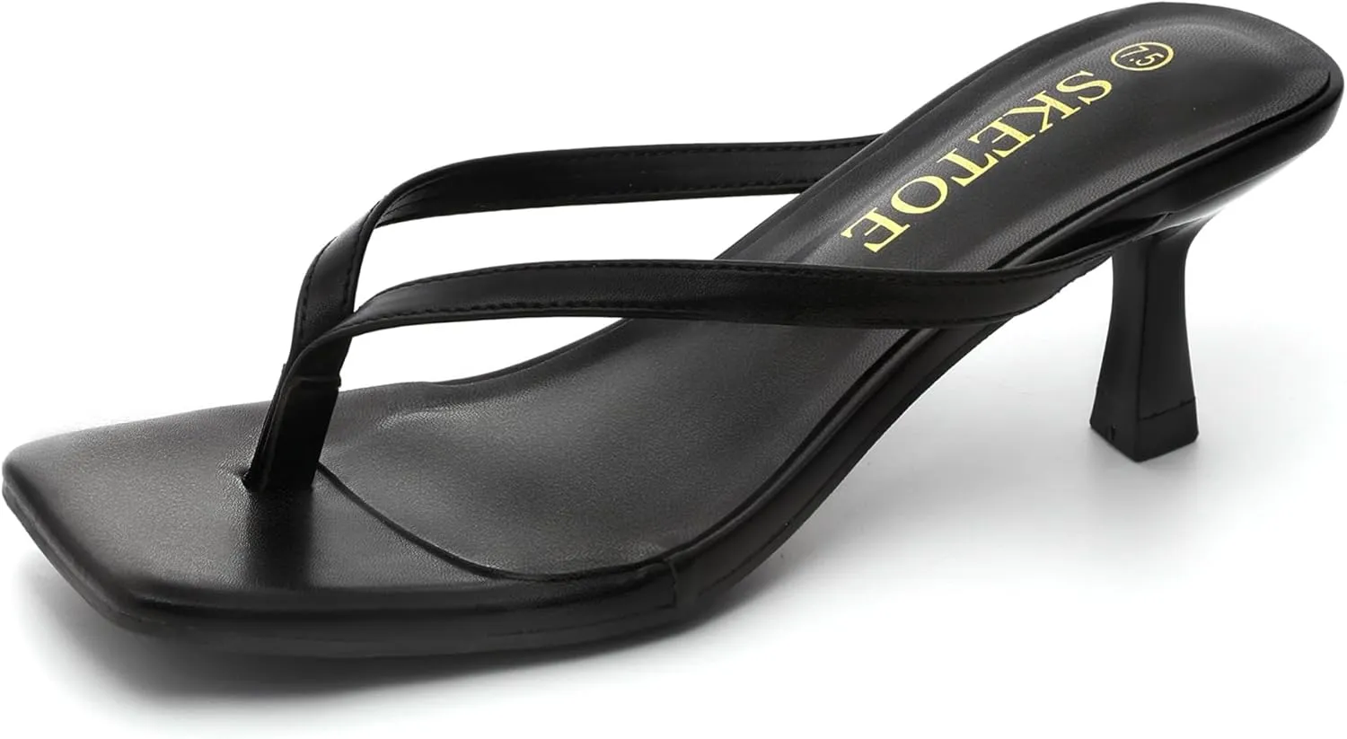Kitten Heels for Women Square Toe Sandals Flip Flop Heels Thong Sandals Comfortable Summer 2 Inch Heels Sandals