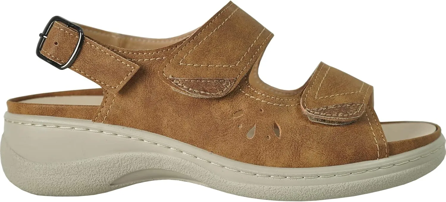 KOZI Canada Women Comfort Mule Shoe Casual Wedge Sandal with Round Toe Replaceable Orthopedic Insole Black Camel Navy Taupe