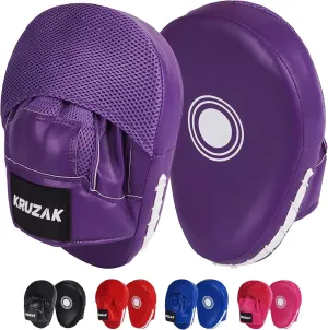 Kruzak Plain Punching Focus Mitts, Curved Hook and Jab Mitts for Muay Thai, MMA Training, Focus Pads for Boxing, Martial Arts, and Punching Target