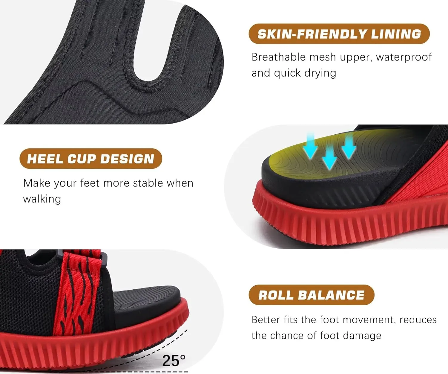 KuaiLu Mens Orthotic Sandals Athletic Thick Cushion Recovery Sport Slides Adjustable Strap Open Toe Walking Sandles With Comfortable Plantar Fasciitis Arch Support
