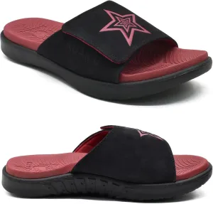 KuaiLu Mens Slides Soft Cushion Sport Sandals with Plantar Fasciitis Arch Support Adjustable Open Toe Summer Slippers Slip on Indoor Outdoor Size 7-15