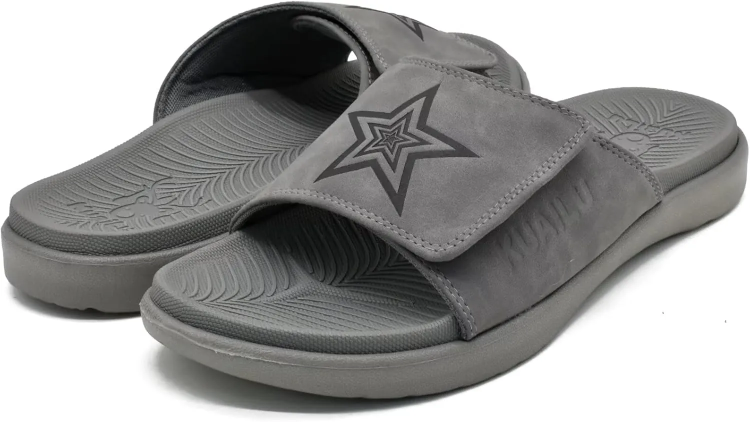 KuaiLu Mens Slides Soft Cushion Sport Sandals with Plantar Fasciitis Arch Support Adjustable Open Toe Summer Slippers Slip on Indoor Outdoor Size 7-15