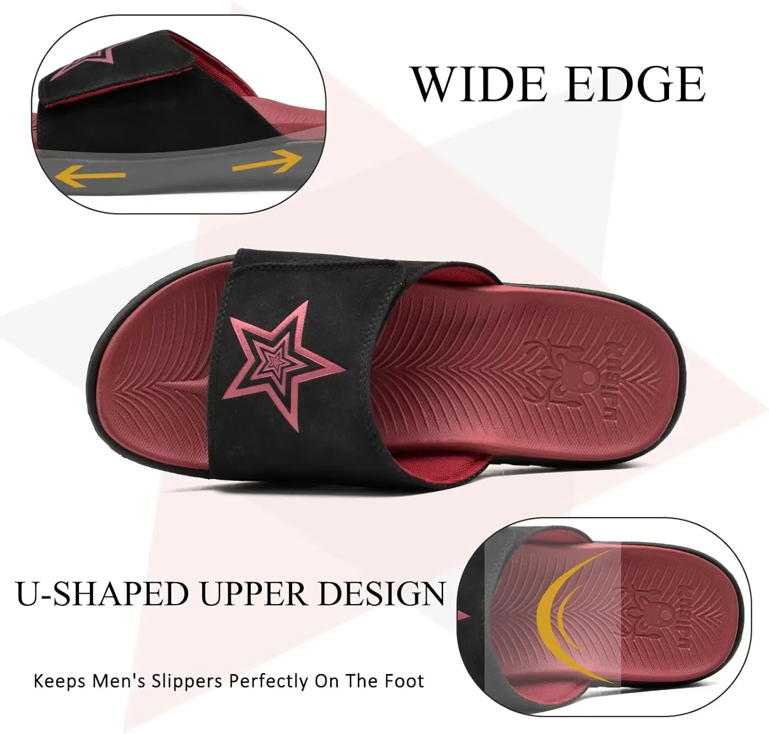 KuaiLu Mens Slides Soft Cushion Sport Sandals with Plantar Fasciitis Arch Support Adjustable Open Toe Summer Slippers Slip on Indoor Outdoor Size 7-15