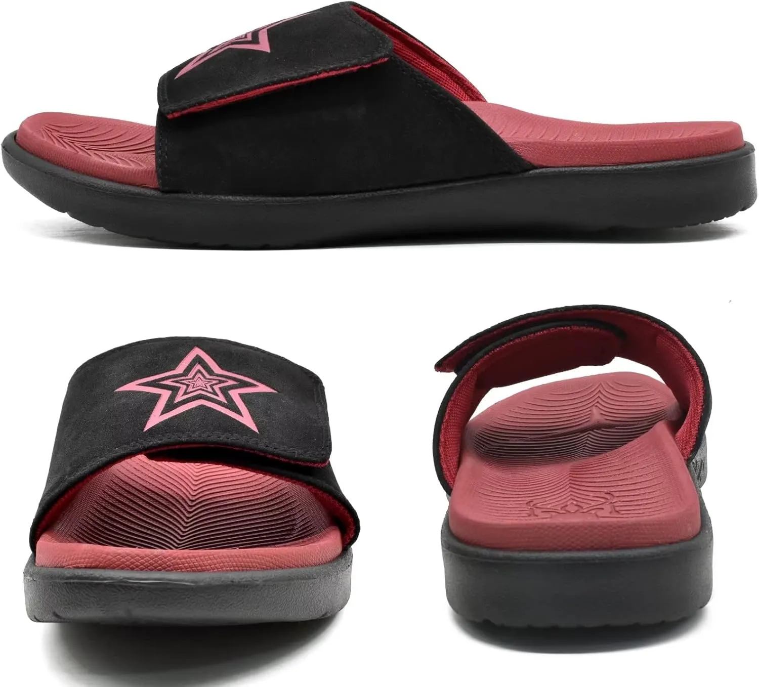 KuaiLu Mens Slides Soft Cushion Sport Sandals with Plantar Fasciitis Arch Support Adjustable Open Toe Summer Slippers Slip on Indoor Outdoor Size 7-15