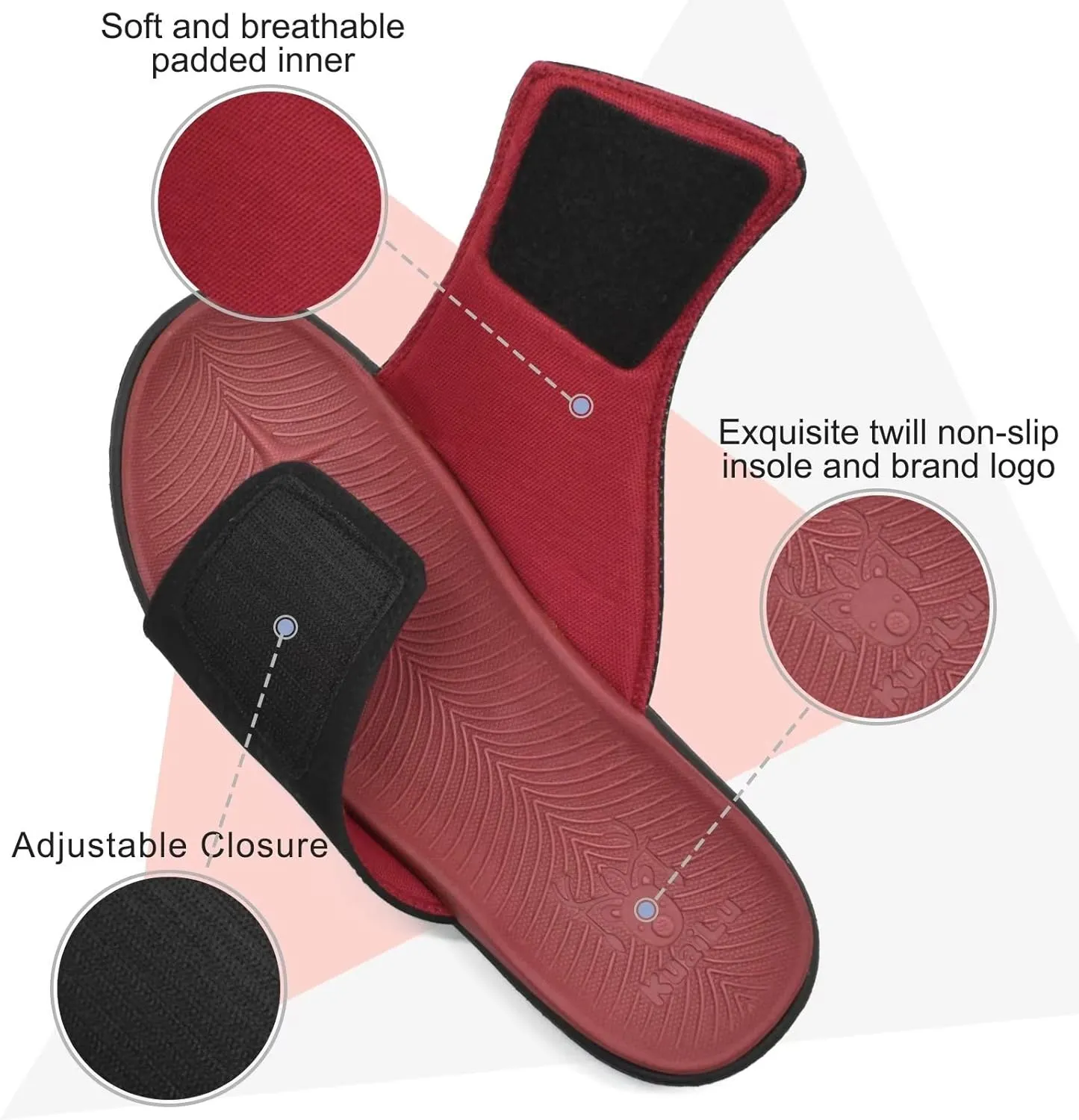 KuaiLu Mens Slides Soft Cushion Sport Sandals with Plantar Fasciitis Arch Support Adjustable Open Toe Summer Slippers Slip on Indoor Outdoor Size 7-15
