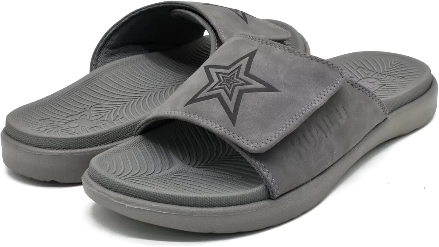 KuaiLu Mens Slides Soft Cushion Sport Sandals with Plantar Fasciitis Arch Support Adjustable Open Toe Summer Slippers Slip on Indoor Outdoor Size 7-15