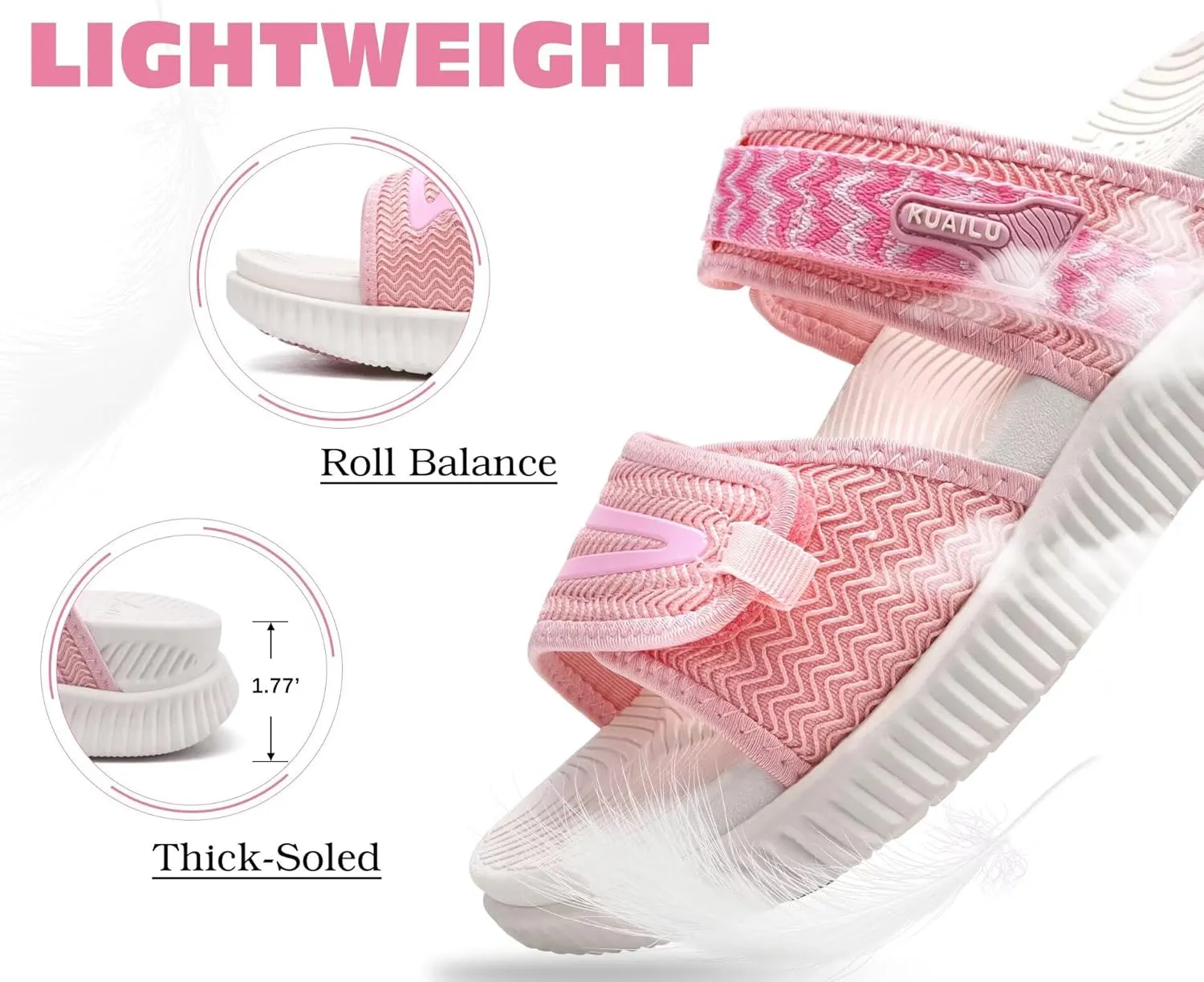 KuaiLu Womens Fashion Orthotic Slides Ladies Athletic Thick Cushion Recovery Sandals Adjustable Strap Slip On Walking Sandles With Comfortable Plantar Fasciitis Arch Support