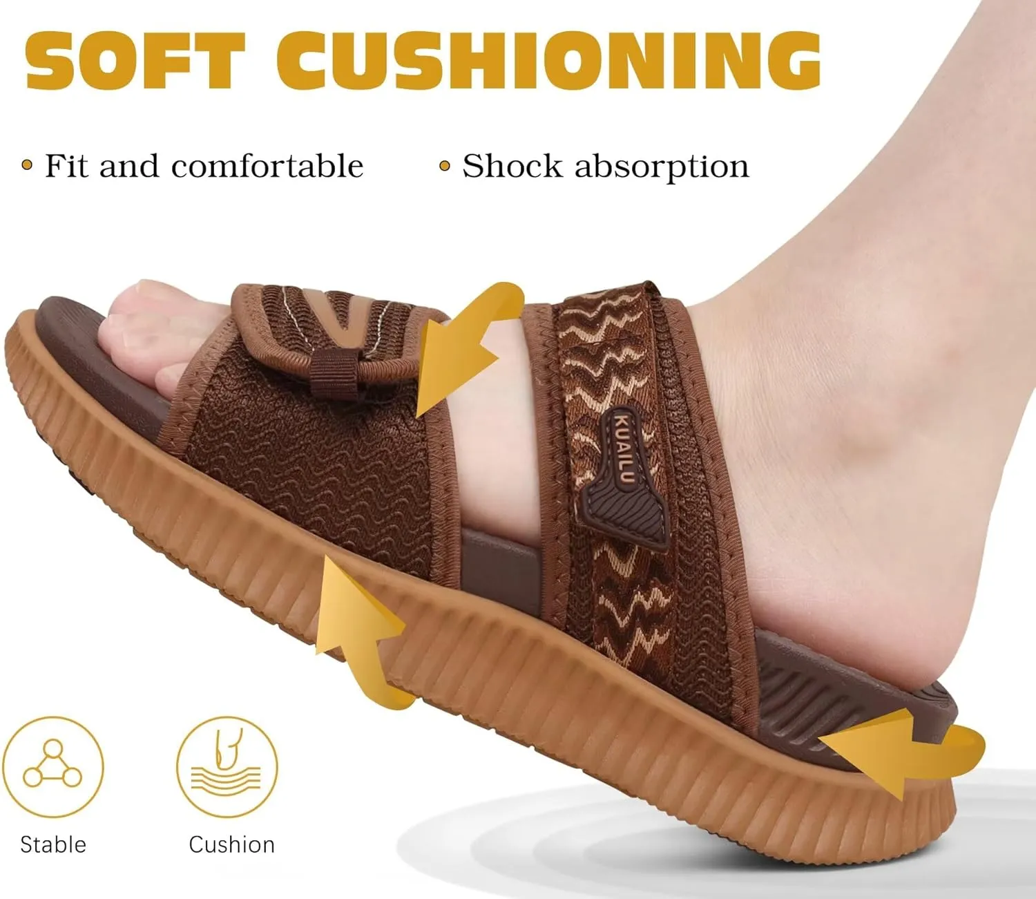 KuaiLu Womens Fashion Orthotic Slides Ladies Athletic Thick Cushion Recovery Sandals Adjustable Strap Slip On Walking Sandles With Comfortable Plantar Fasciitis Arch Support